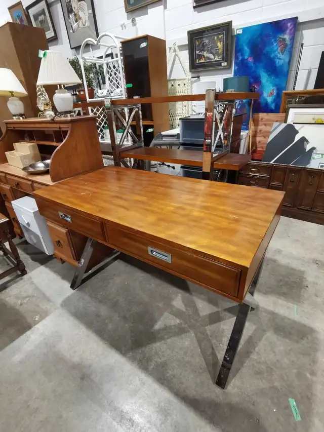 Modern Wood desk with wooden shelving unit (set)