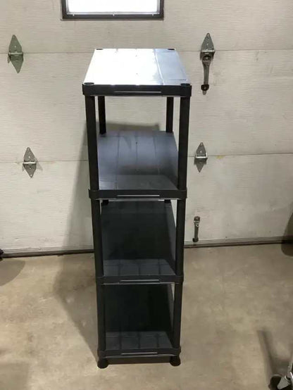 Black Plastic 4-Tier Storage Shelving Unit - 2 available
