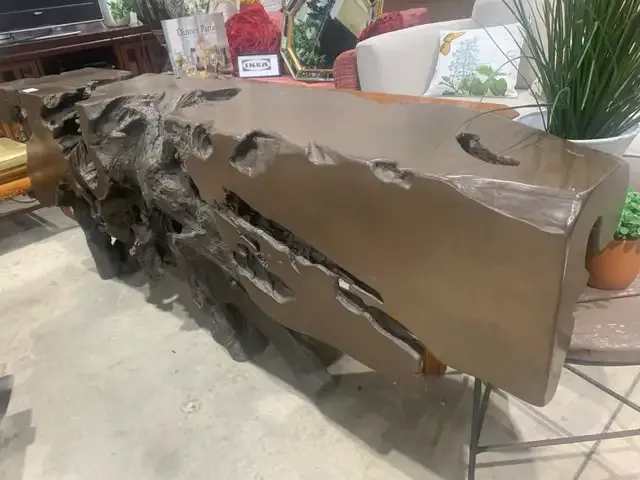 Resin Living Edge Wood Console Table