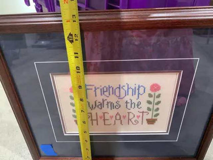 Friendship Warms the Heart Framed Cross Stitch