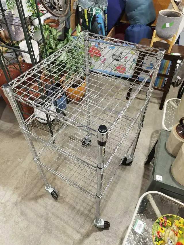 2 basket Chrome Wire Rolling Cart