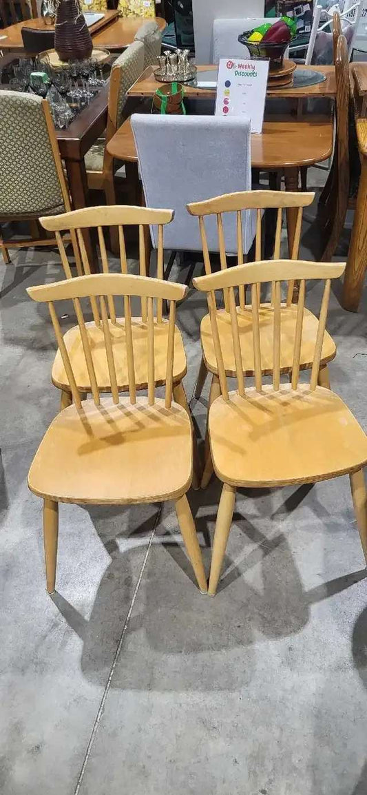 Wooden Spindle Back Chairs - 4 Available