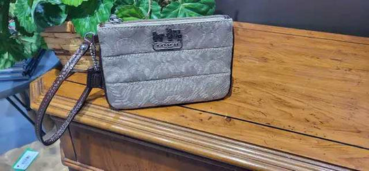 Early 2000s Coach Wristlet Lurex Tan Signature Canvas
