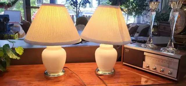 Milk Glass Table Lamps - Set of 2