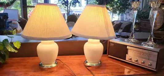 Milk Glass Table Lamps - Set of 2