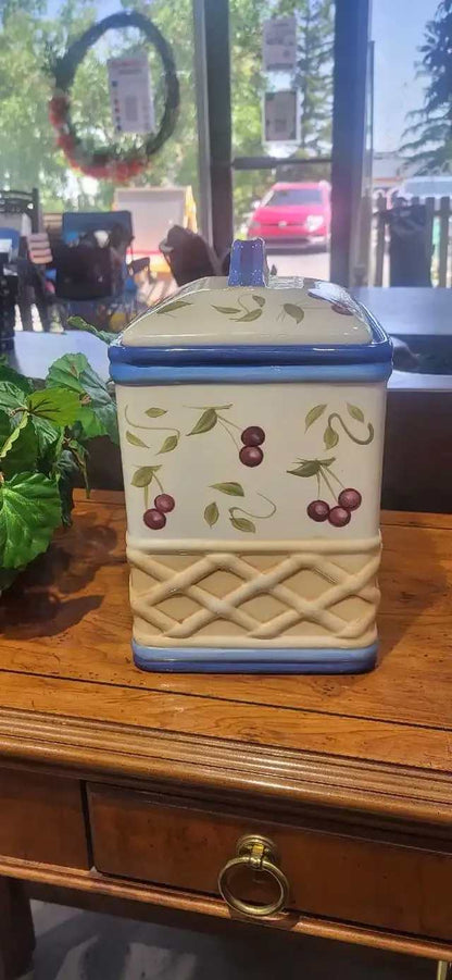 Vintage Inspirado Cherry Canister Hand Painted Stonelite