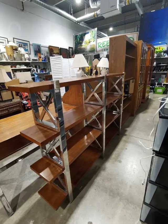 Modern Wood desk with wooden shelving unit (set)