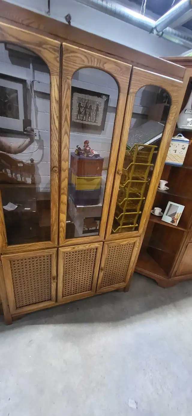 Woven Oak Display Cabinet with Lights - House of Braemore