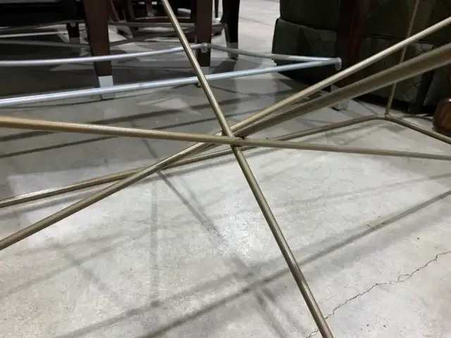 Framed Metal and Gold Glass Coffee Table
