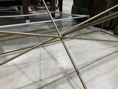 Framed Metal and Gold Glass Coffee Table