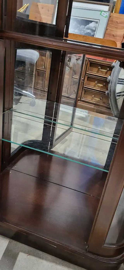 DarkWood Curio Cabinet - Mirrored back with Light