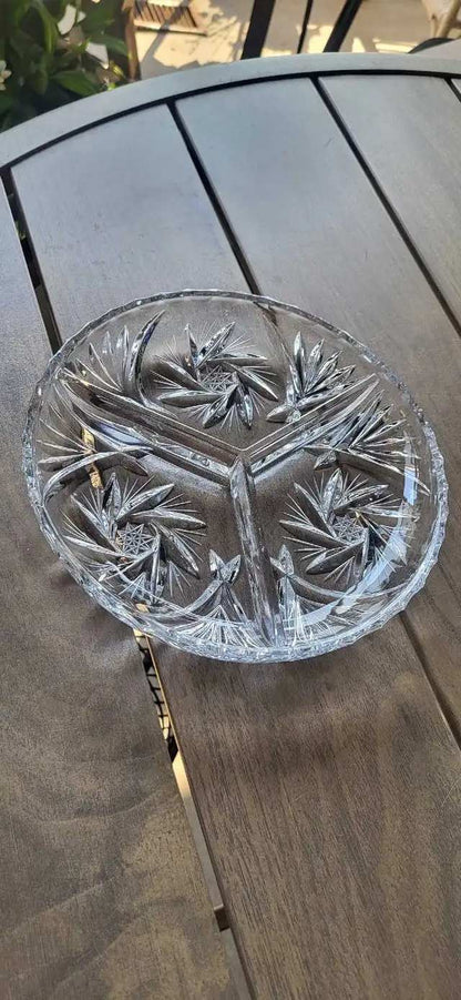 Crystal Serving Platter with Starburst Pattern