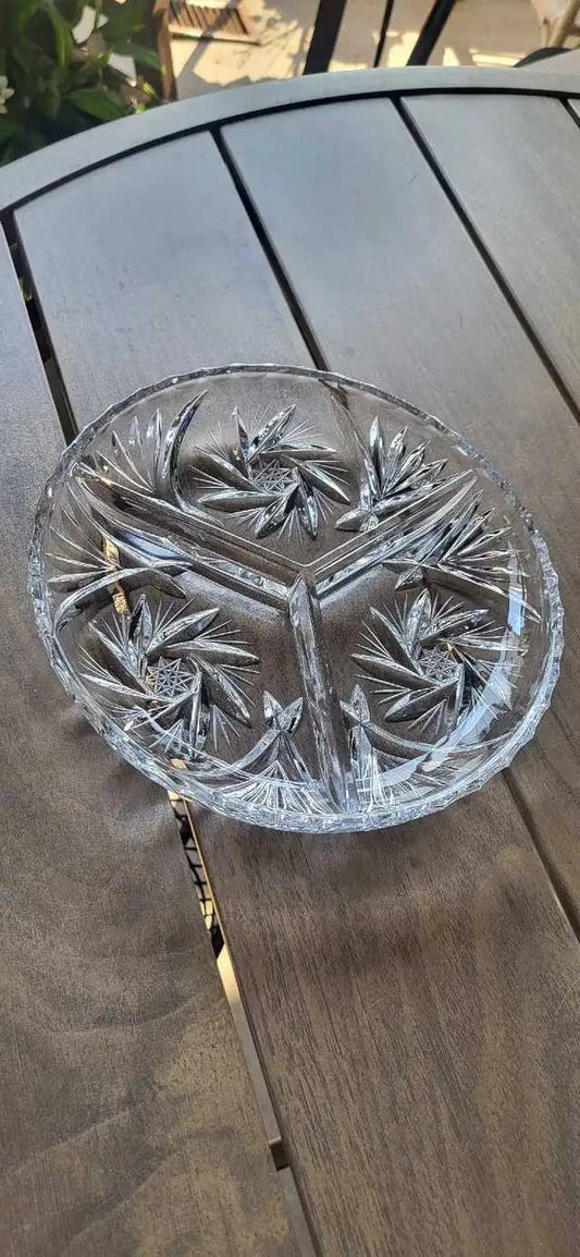 Crystal Serving Platter with Starburst Pattern