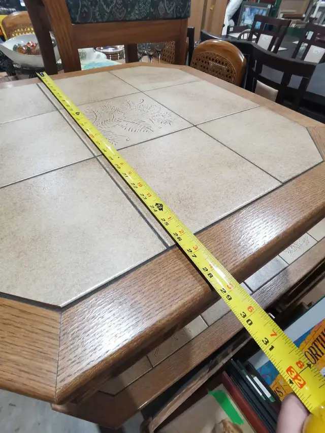 Oak and Tile Side Table