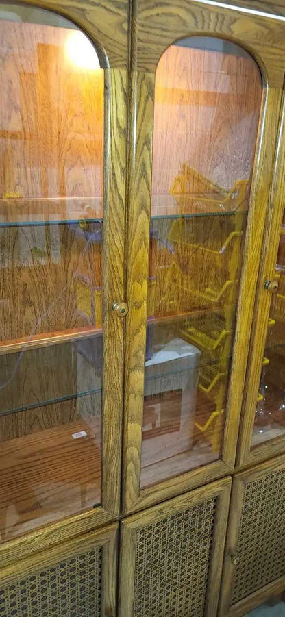 Oak Display Cabinet with Cane Details - House Of Braemore