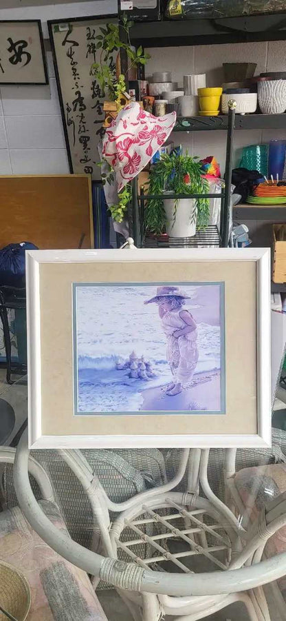 Framed Sandcastle Girl Wall Art
