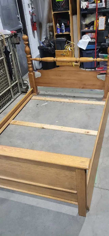 Solid Oak Wood Queen Size Bed Frame