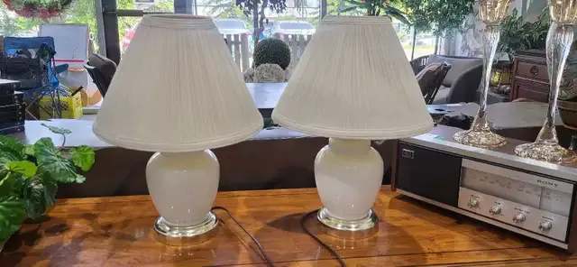 Milk Glass Table Lamps - Set of 2