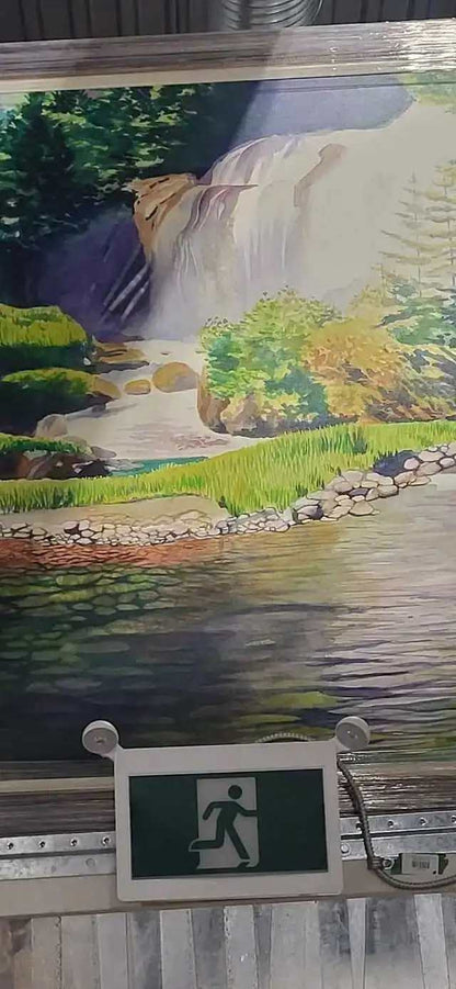 B.A. Norman Landscape Painting - Waterfall Riverbank - 2000