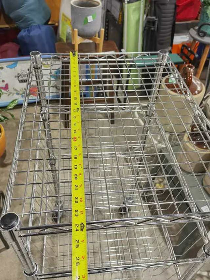 2 basket Chrome Wire Rolling Cart