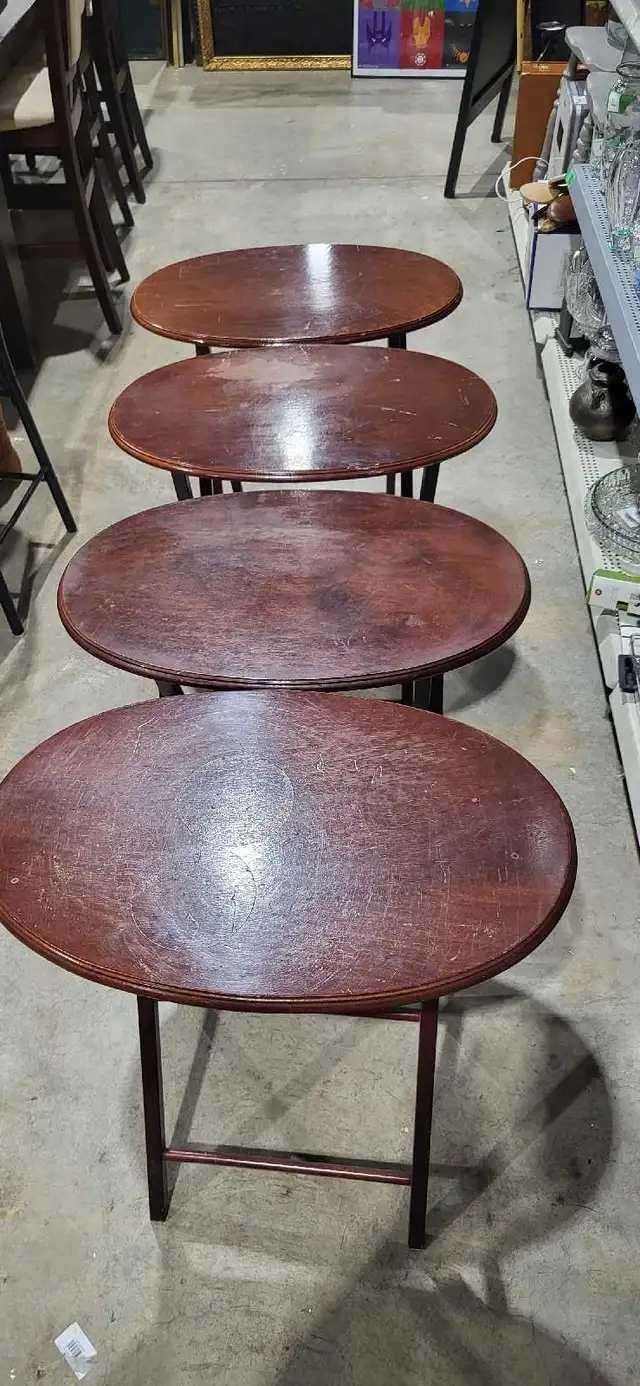 Oval Wooden Foldable Table - Solid Wood - 4 Available