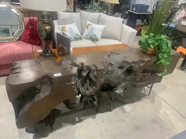 Resin Living Edge Wood Console Table