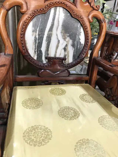 Vintage Hand-Carved Wood Accent Chairs and Table Set