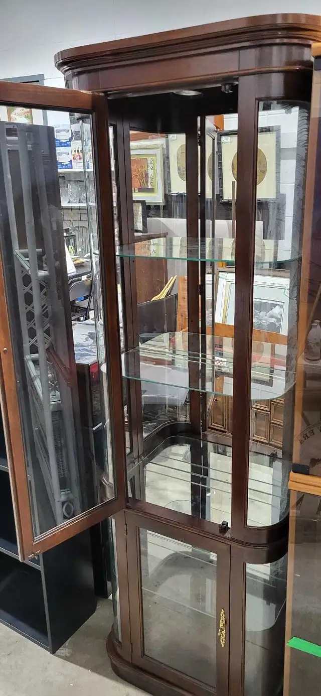 DarkWood Curio Cabinet - Mirrored back with Light