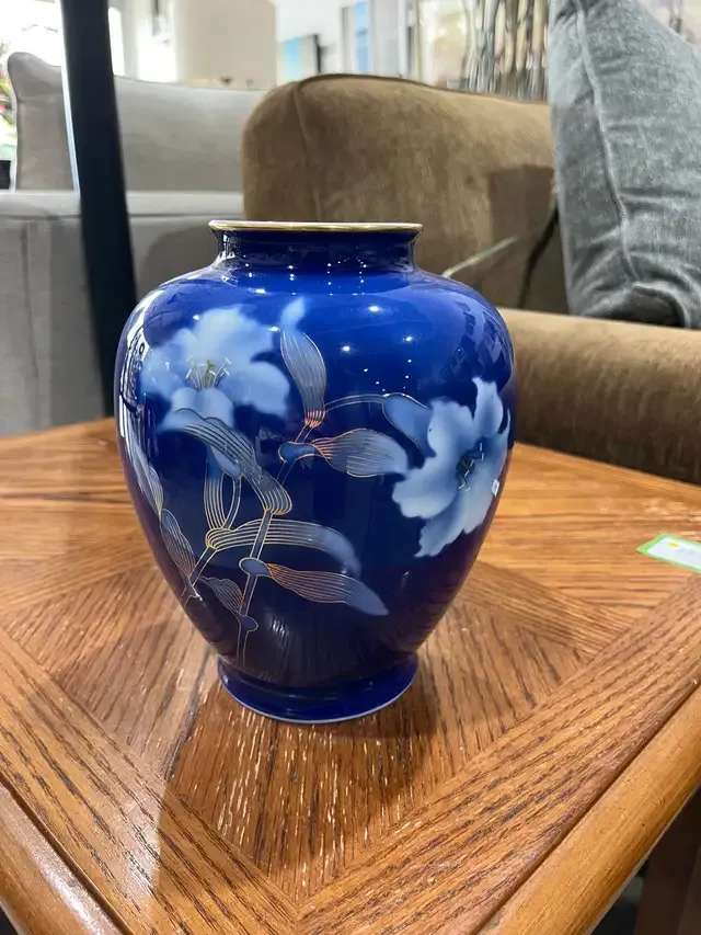 Blue Floral Japanese Porcelain Vase