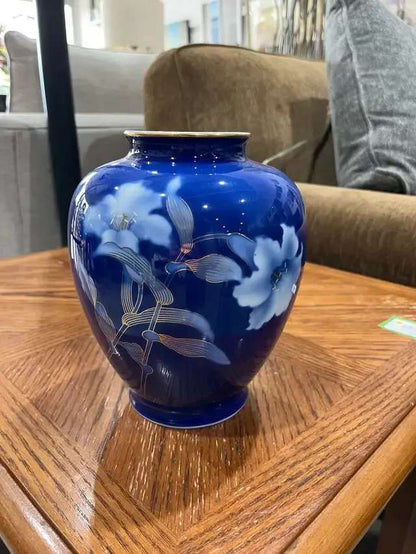 Blue Floral Japanese Porcelain Vase