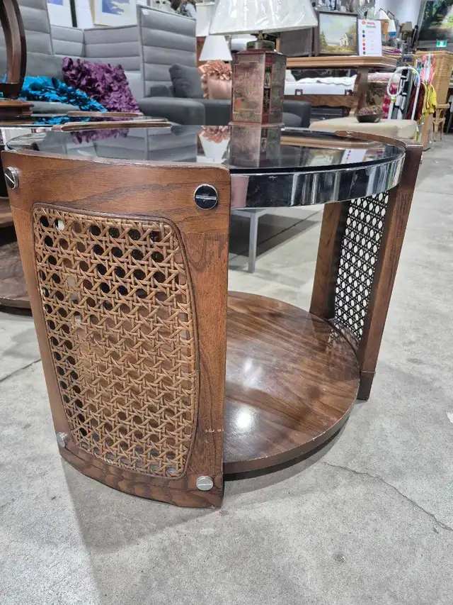 Round Glass and Netted Side Tables - $85 Each