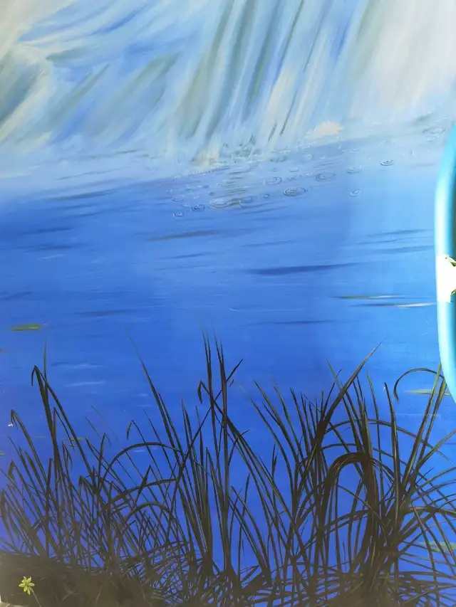 Large Abstract Lake Oil Painting