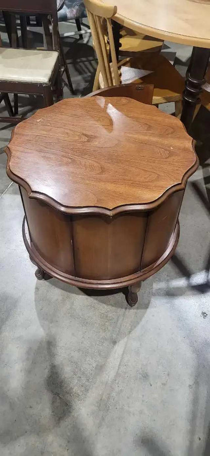 Vintage Round Wood Side Table