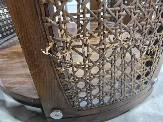 Round Glass and Netted Side Tables - $85 Each