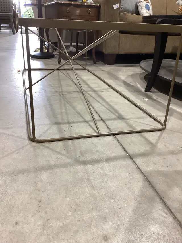 Muted Gold Glass and Metal Coffee Table