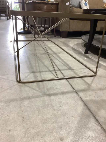 Muted Gold Glass and Metal Coffee Table