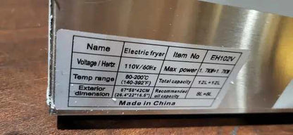 Zokop EH102V electric double deep fryer - New - Unused!