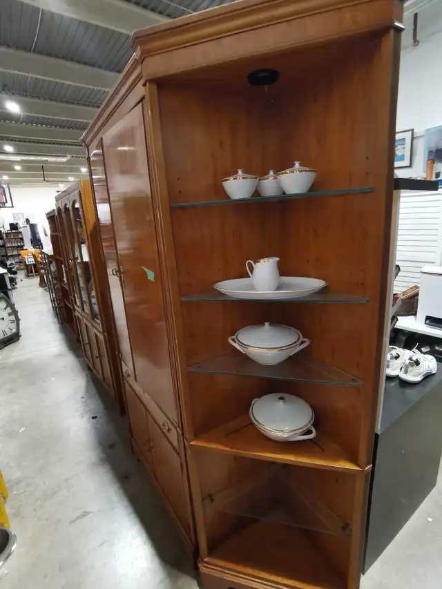 Wooden Drexel Armoire with 2 side display cabinets