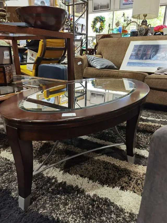 Oval Coffee Table with Mirror Top