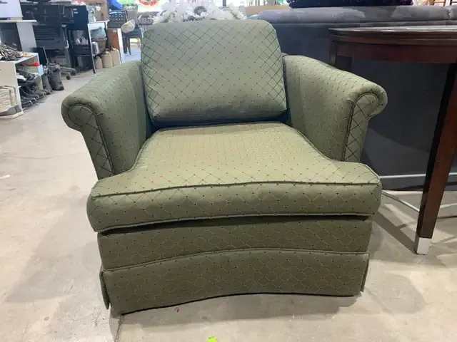 Armchair Green Diamond Pattern