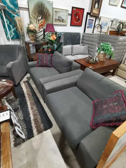 grey comfy chairs ( 2 available)