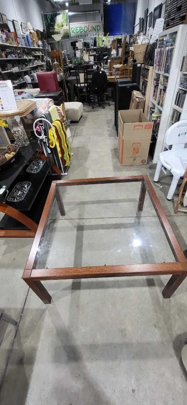 Glass Top Wooden Coffee Table