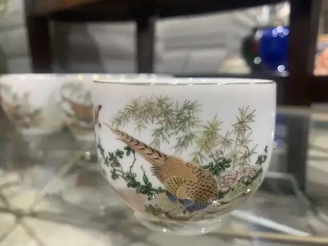 Vintage Porcelain Pheasant Tea Cups - 6 Cups