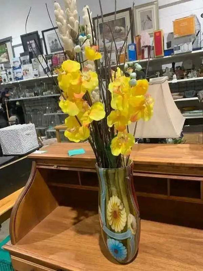 Murano Primary Colour Artvase with Flowers