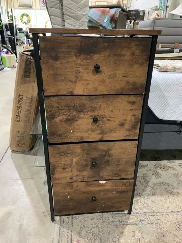 Industrial Style 4-Drawer Fabric Storage Tower