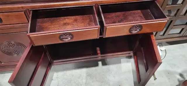 Rosewood Credenza with Shou Longevity Symbol