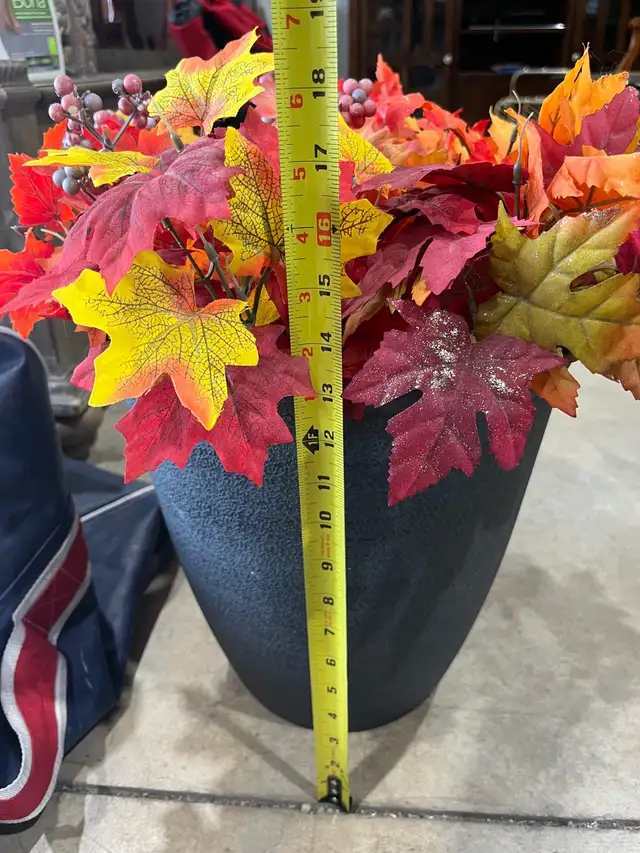 Fall Floral Arrangement in Black Planter