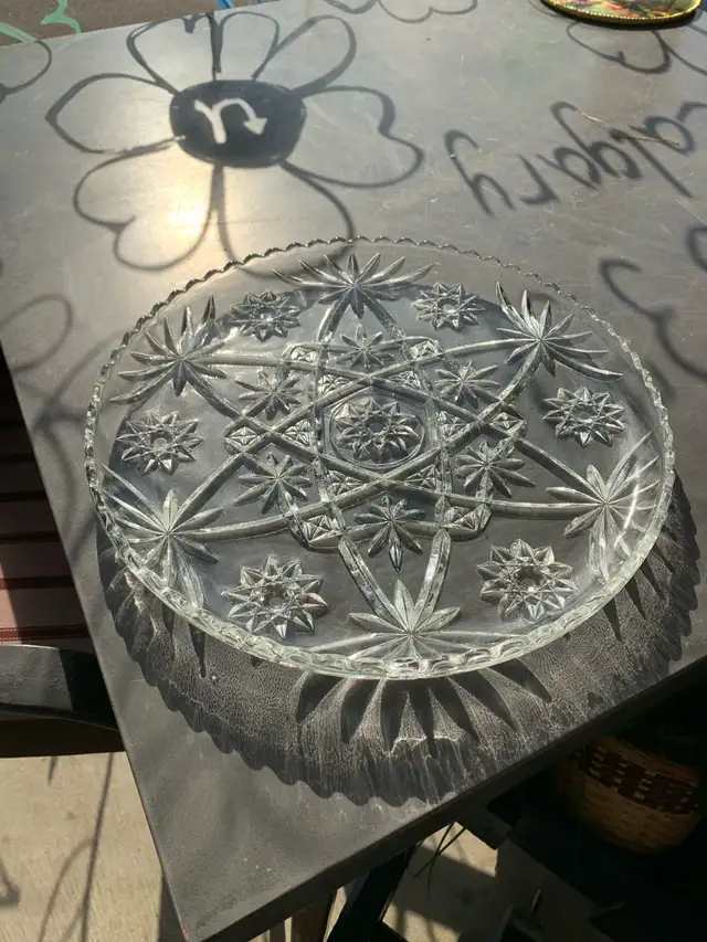Clear Glass Star Pattern Serving Platter