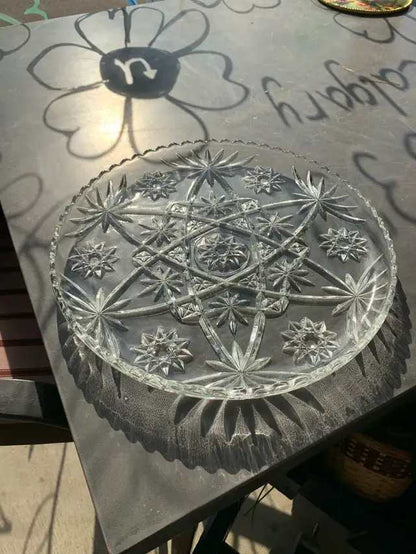 Clear Glass Star Pattern Serving Platter