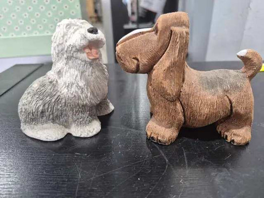 Dog Figurines - Bassett Hound + Sheep Dog